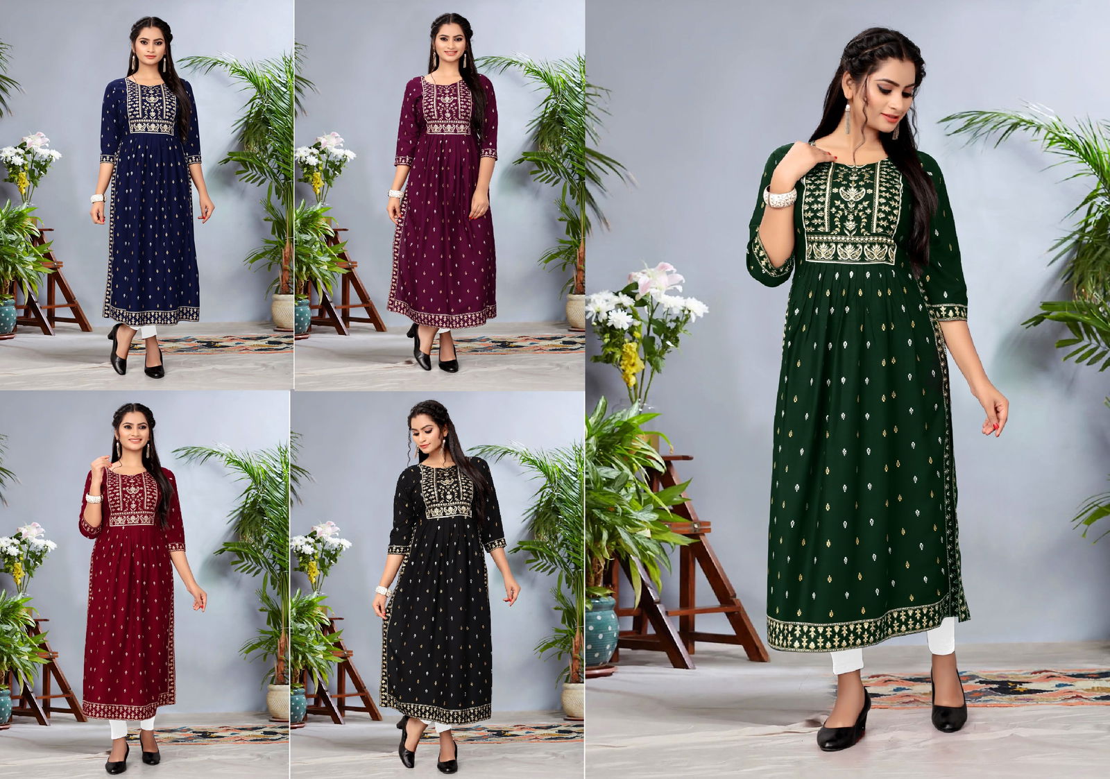 Nayra 4 Colors Long Printed Kurtis Catalog